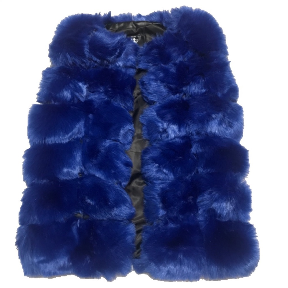 Blue Faux Fur Vest